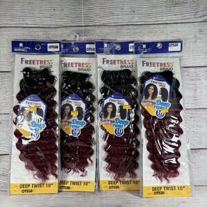 Lot Of 4 Freetress Braid Deep Twist 10” Color OT530
